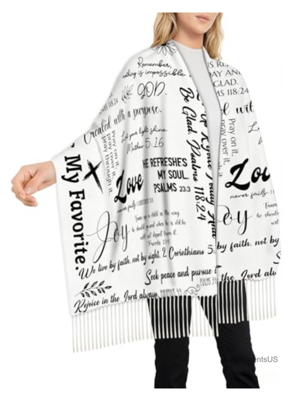 Prayer Shawl Inspirational Scripture Scarf Wrap 78x27 Inch Soft